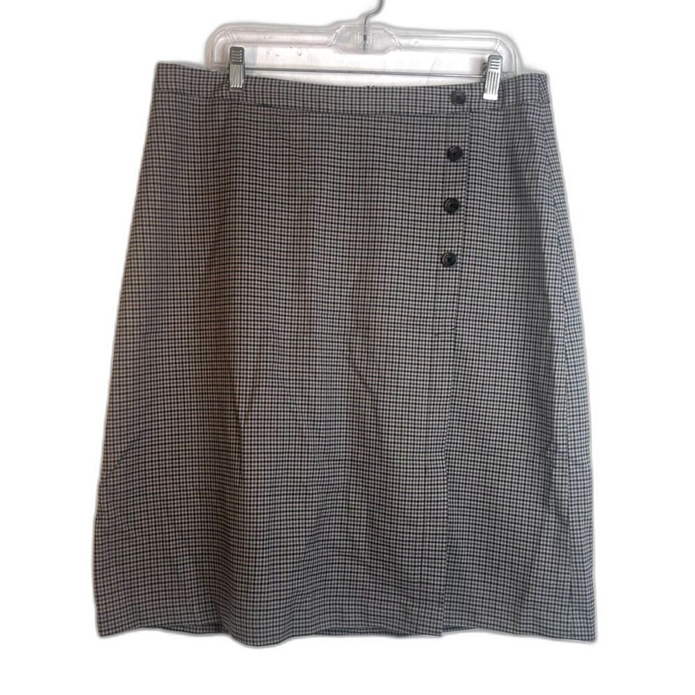Banana Republic Shepherds Plaid Straight Skirt‎ Knee Length Buttons Size 14